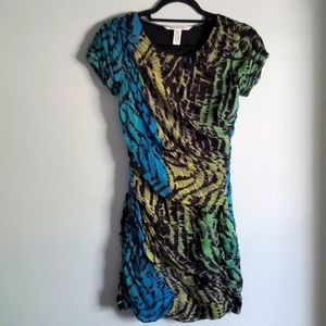 Diane Von Furstenberg Erosa Dress 100% Silk Zebra Multicolored Mini